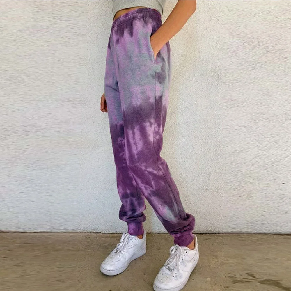 

2021 European and American Autumn and Winter Women's Clothes Hot Selling Tie Dye Printed Tapered Casual Bloomers