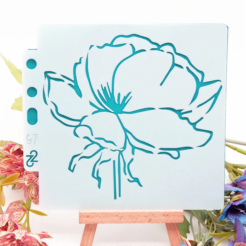 

13*14 flower bud Cover templat scrapbook stencils spray plastic mold shield DIY cake hollow Embellishment printing lace ruler