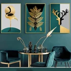 Постер на стену с абстрактным изображением золотого оленя и фламинго, Новая Зеландия, Современное украшение, картины с ламой принты для домашнего декора 5-46