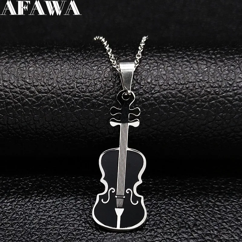 Violin из нержавеющей стали ожерелье для женщин/мужские маленький музыкальный