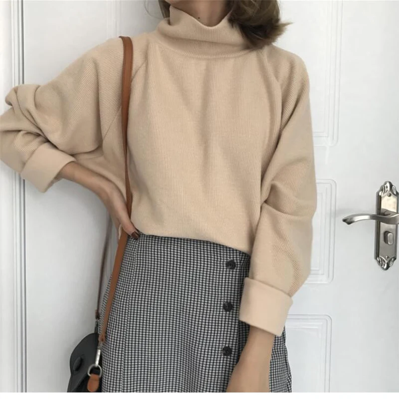 Turtleneck sweater autumn winter Knitted Jumper Women's Sweaters Casual Loose Long Sleeve jacket Pullovers female PP-484 | Женская