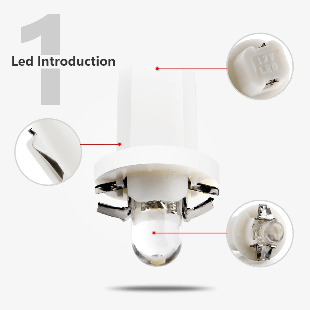 10 шт. B8.5 COB Led DC 12V манометр приборной панели лампа для салона автомобиля
