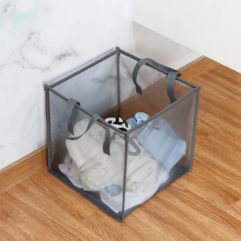 Корзина для белья с ручкой портативная складная сетчатая корзина грязной одежды