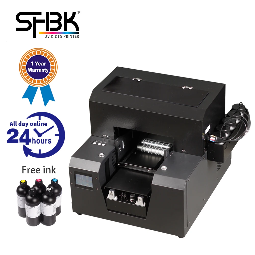 Cheap طابعة UV 2 في 1 اسطوانة A4 مسطحة مع مثبت الدوران والحبر الصغيرة لمكتب حقيبة هاتف محمول شحن مجاني