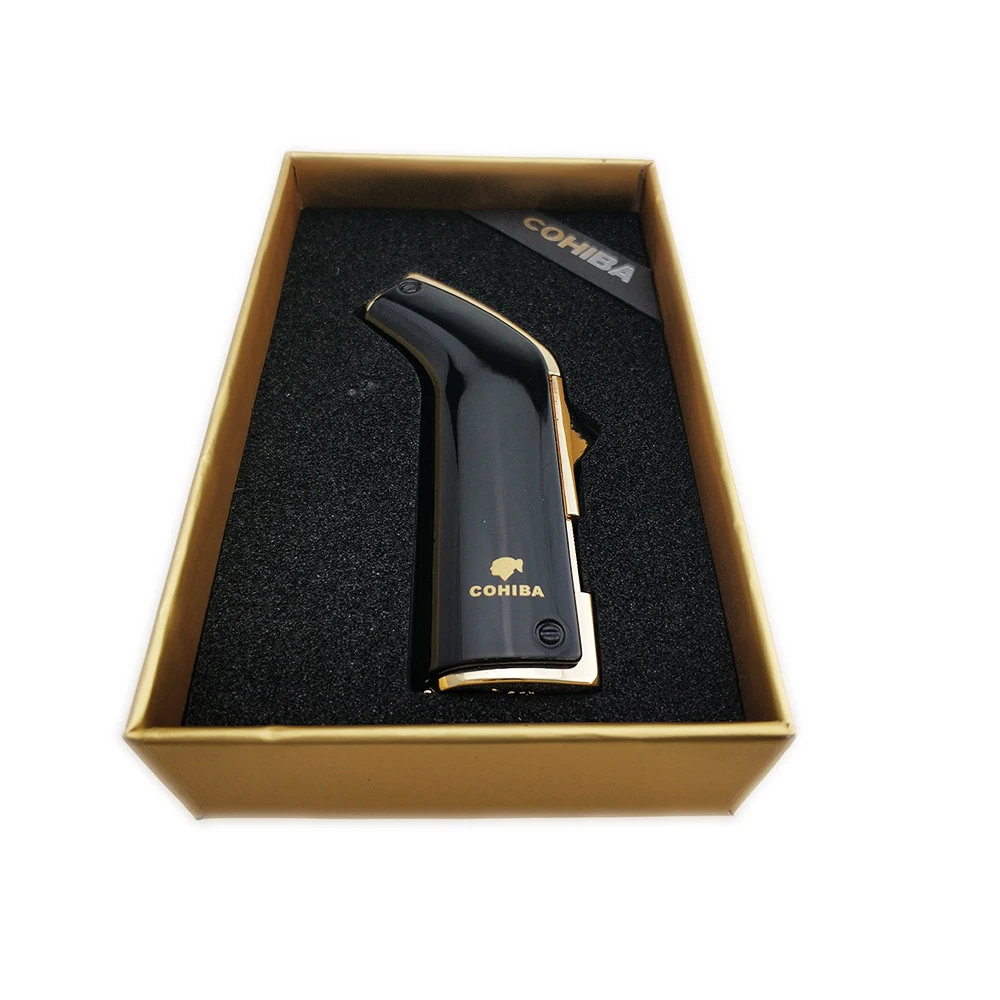 Металлическая зажигалка Cohiba с 2 фонарь двойная струйная пламенем многоразовая