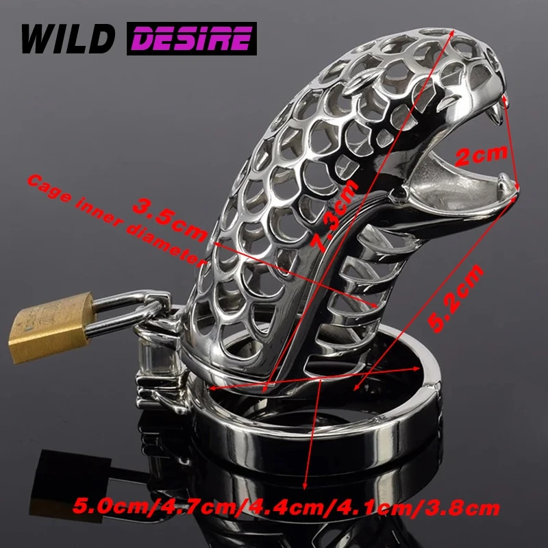 Новая мужская каркасная кобура в форме змеи с замком из металла для пениса, кольцо на корне полового члена, уретральные и тестикулярные суппорта, секс-игрушка для мужчин, стальная.