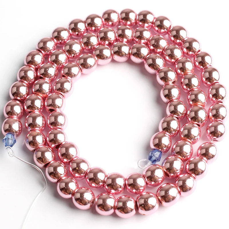 Натуральный гематит розовое золото черный бисер серебряного цвета