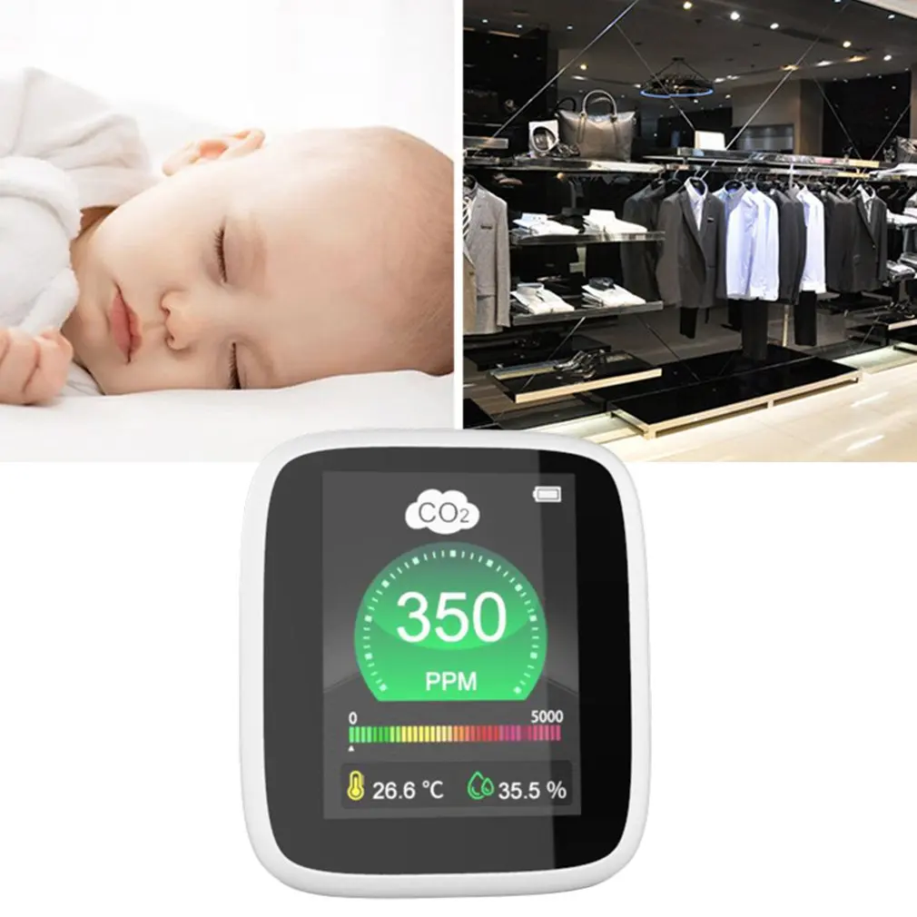 

CO2 Sensor Meter Carbon Dioxide Detector Gas Analyzer Air Quality Temperature Humidity Meter PM2.5 PM10 Detector