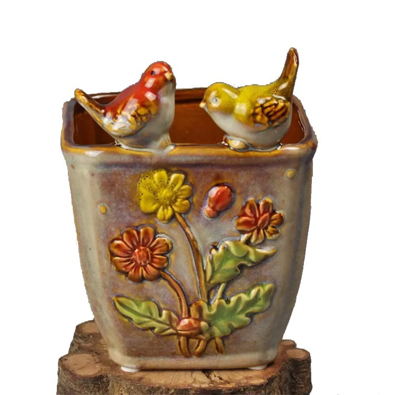 

European Ceramic Bird Flower Flower Vase FlowerPot Living Room Office Multi-Functional Container Decorations For Home R3245