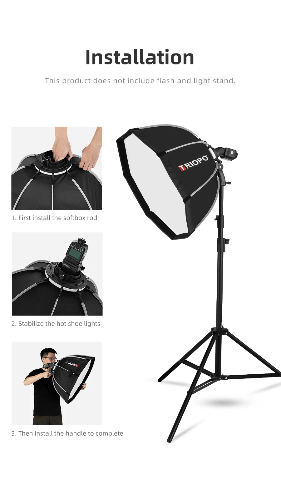 Triopo 55 см 65 см 90 см Speedlite переносной восьмиугольный зонтик софтбокс+ ячеистая сетка для внешней вспышки софтбокс для Canon Nikon Godox