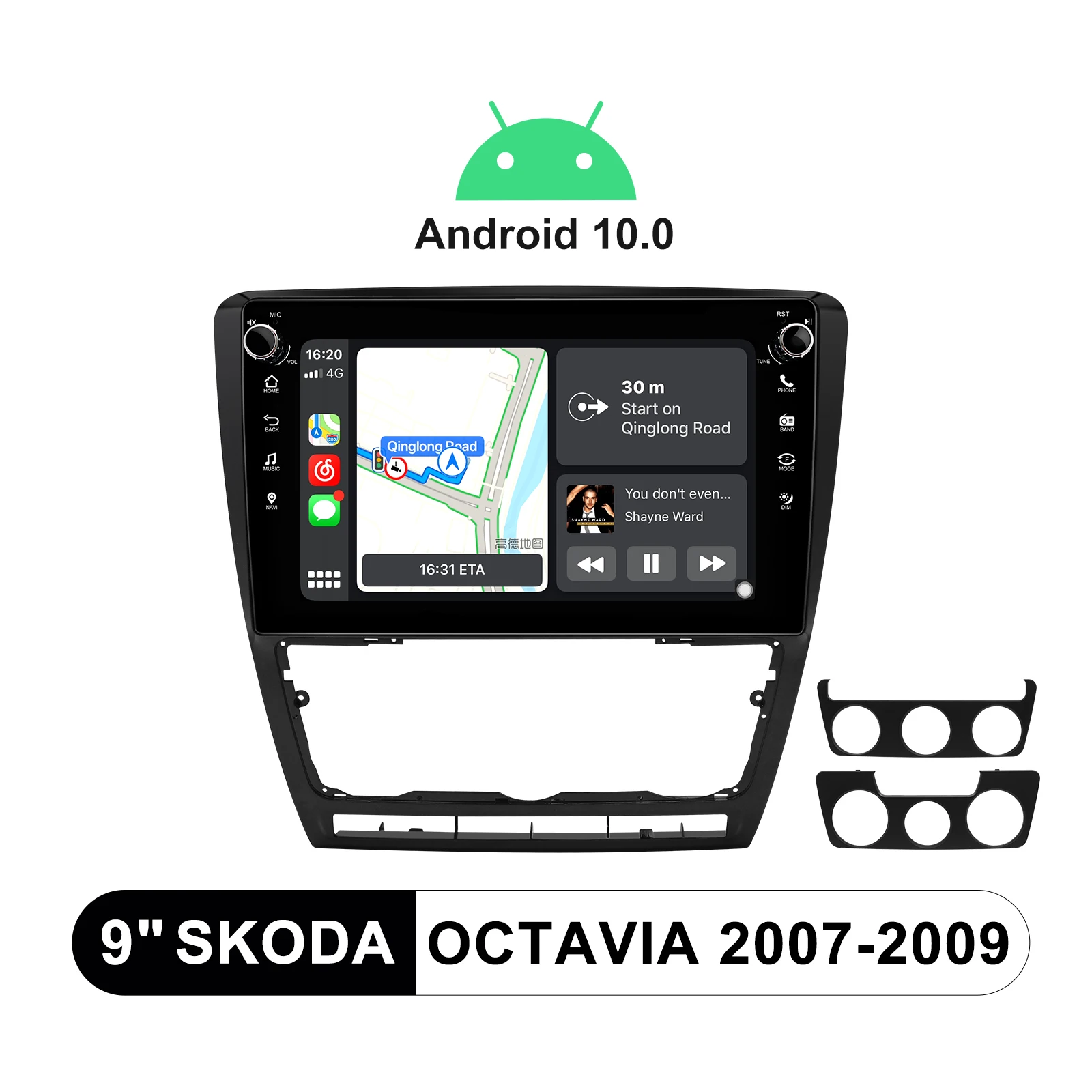 구매 JOYING 9 인치 자동차 라디오 스테레오 무선 안드로이드 자동 RDS DSP 스티어링 휠 1280*720 안드로이드 10.0 Skoda Octavia 2007-2009