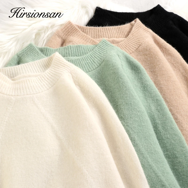 Свитер Hirsionsan женский зимний однотонный пуловер в стиле Харадзюку утепленный