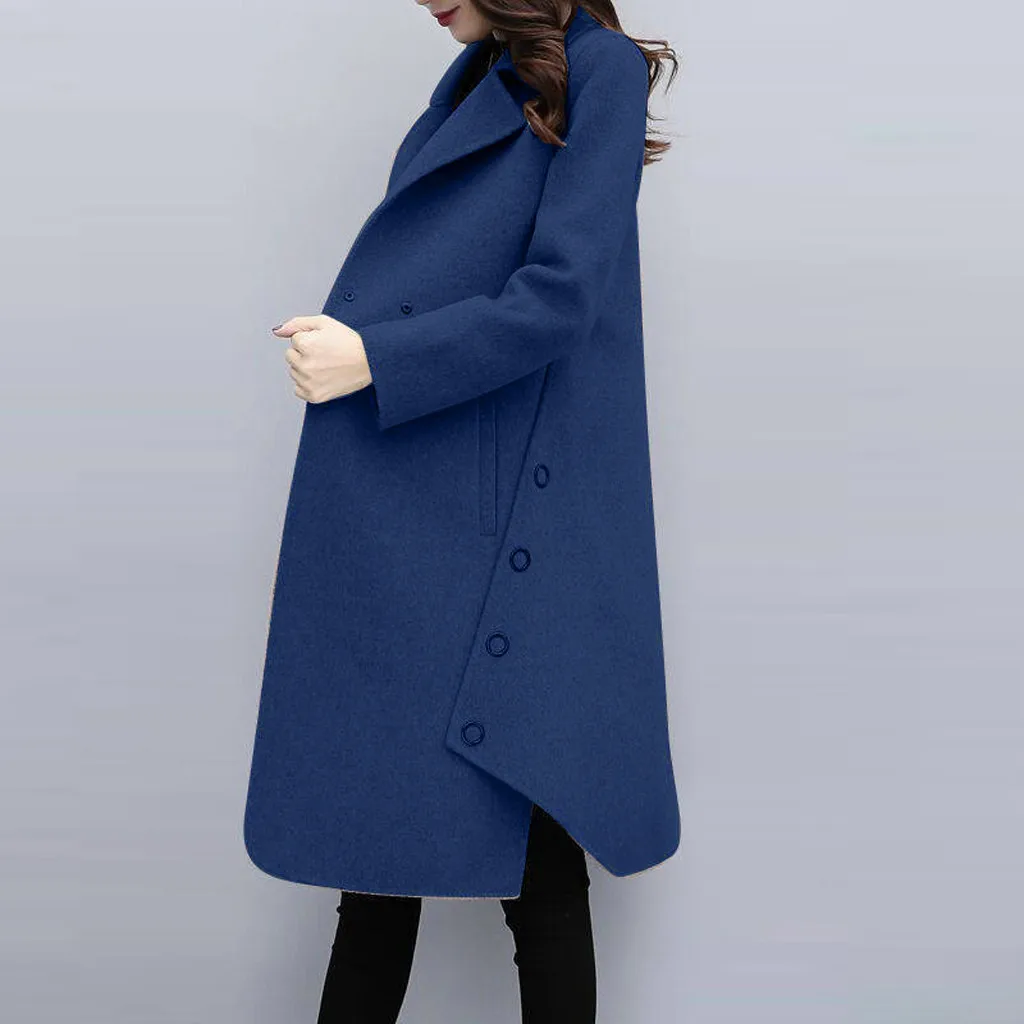 Women Outerwear Overcoat Autumn Winter Jacket New Fashion Long Woolen Coat Women Long Sleeve Slim Solid Female Wool Coats#108