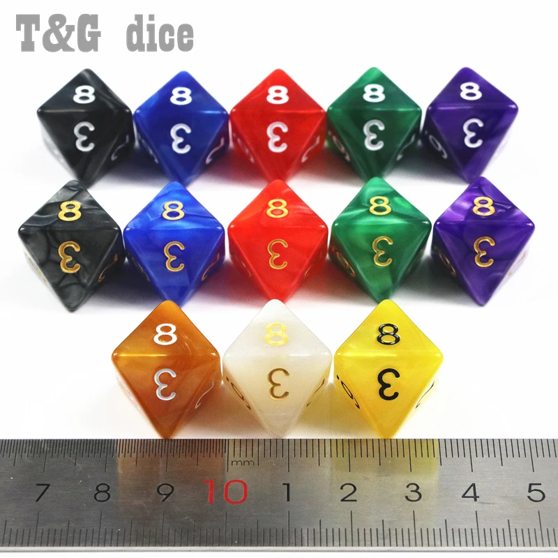 10 шт. D8 игральных костей для ролевых игр DND 8 сторонние игральные кубики красивые
