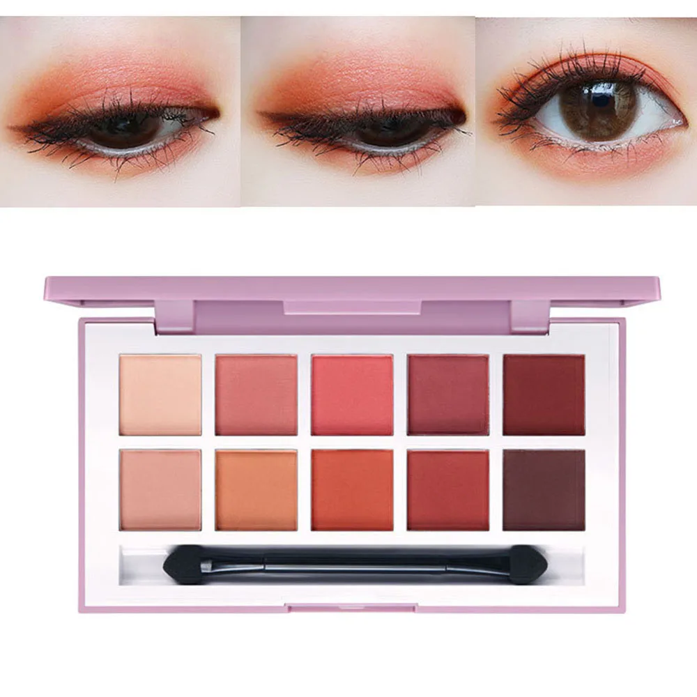 Тени для век 10 цветов Палетка Гламурная дымчатые цветные тени мерцающие