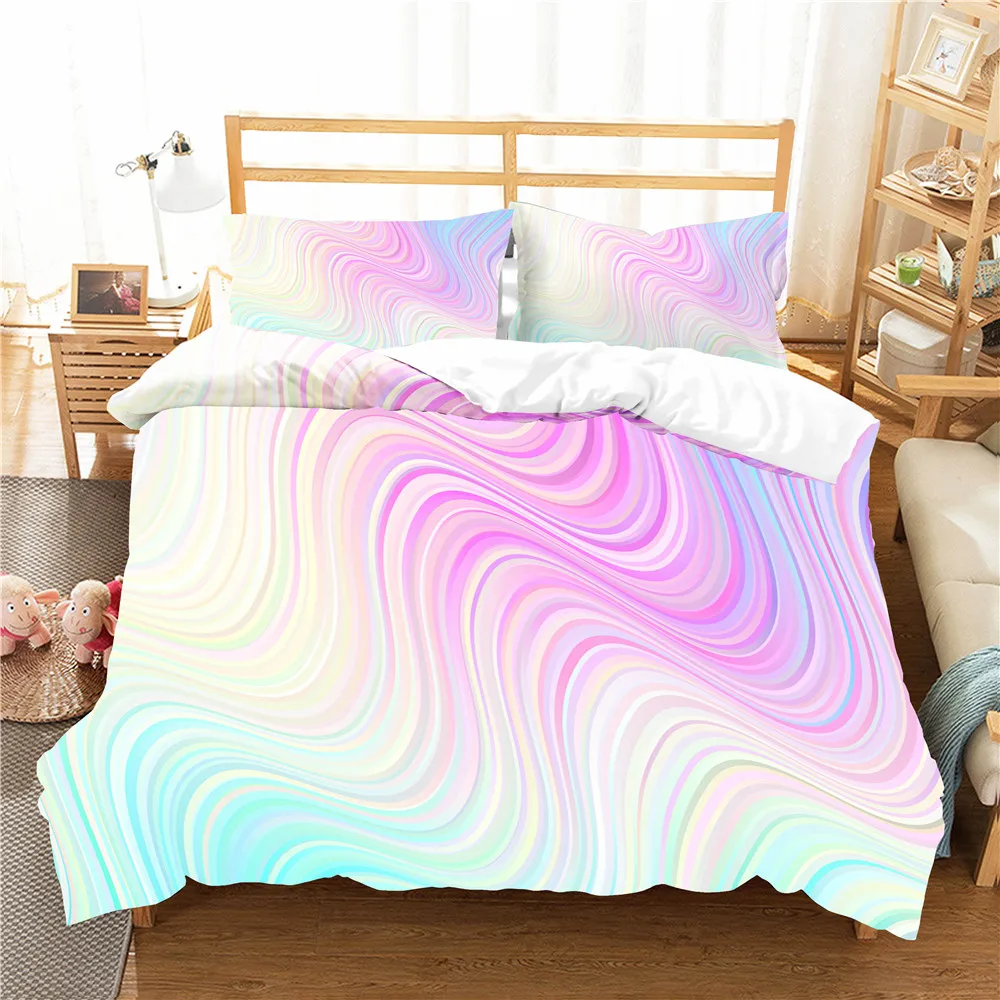 3D одеяло с естественной текстурой и принтом радуги 100% комплекты постельного