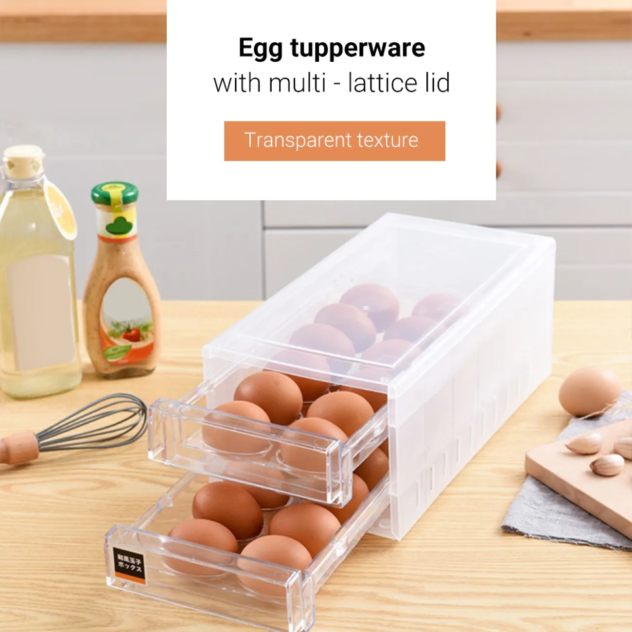 

moisture-proof, easy to take24 Grid Drawer Type Egg Storage Box Egg Crisper Kitchen Egg Tray Refrigerator Storage Container