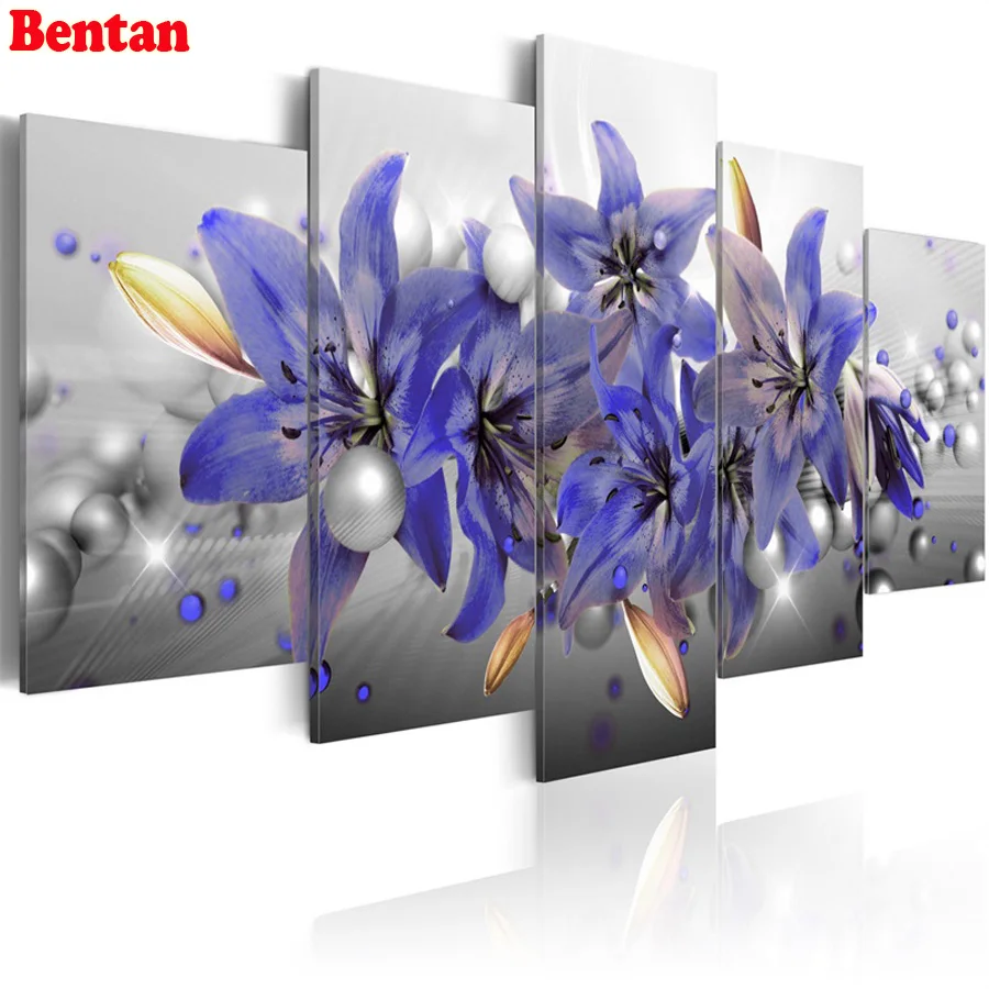 

Полный квадрат 5 шт. Алмазная картина цветок лилии Алмазная вышивка круглая дрель мозаика Алмазная вышивка крестиком 5d искусство домашний д...