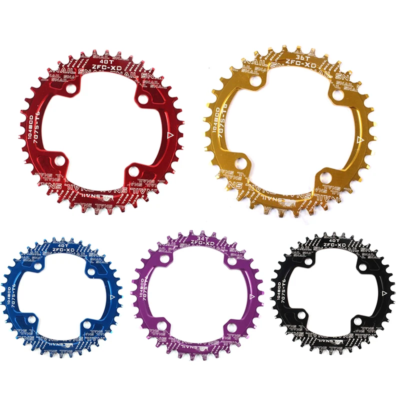 

104BCD Round Shape Narrow Wide Chainring MTB Mountain Bike Bicycle 32T 34T 36T 38T 40T Crankset Single Tooth Plate Parts 104 BCD