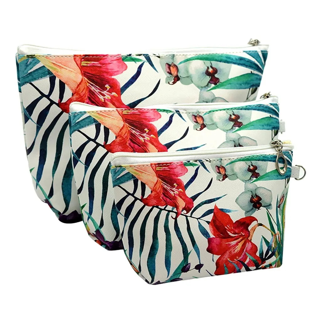 travel cosmetic bag women makeup bags toiletries Women Printing Leather Zipper Handbags Cosmetic Bag Makeup Pouch Purses #G2 | Багаж и