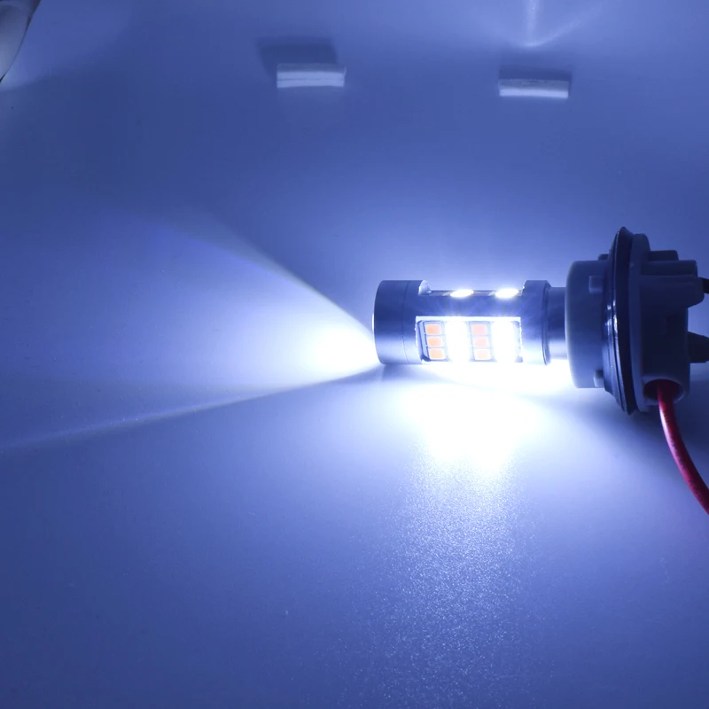 

2PCS Leds Bulb T25 3157 7443 White Amber Auto Led DRL Light Dual Color LED Turn Signal Light switchback 42smd 2835 P27 3057 12V