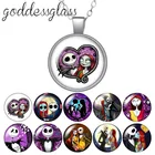 Джек Скеллингтон Кошмар перед Рождеством круглый стеклянный кабошон посеребренныйхрустальный кулон ожерелье ювелирные изделия для подарка