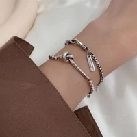 creative simple bracelet bead linked jewellery charm good luck gifts silver plated women girls gift