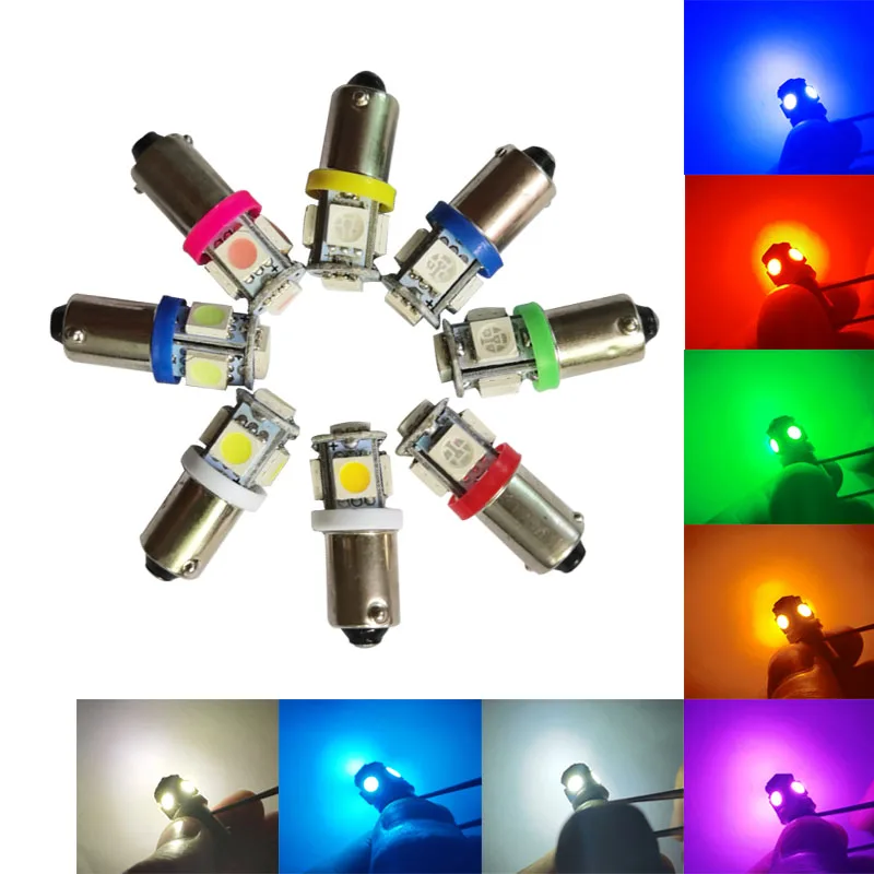 

100pcs DC 12V BA9S W6W 5050 5 SMD LED Bulb Wedge LED Car Truck Indicator Exterior Parking Reading Marker Signal Light