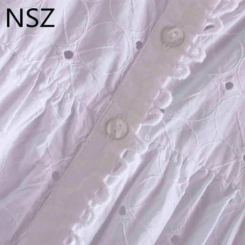 Женское хлопковое платье с вышивкой NSZ белое пляжное плиссированное мини