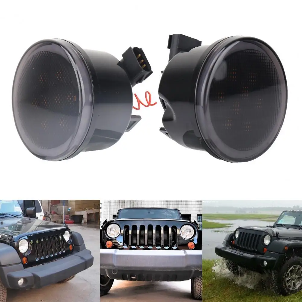

2Pcs LED Turn Signal Lights Super Bright Bumper DRL Day Running Lights with Halo for Jeep Wrangler 07-17