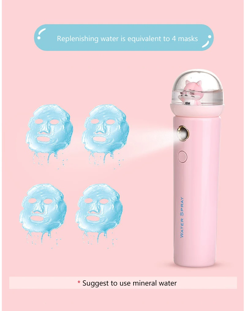 

20ml Mini Nano Face Spray Steamer Portable USB Cute Cat Humidifier Deep Hydrating Cold Facial Nebulizer Beauty Skin Care Tools