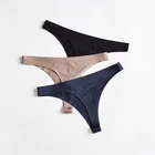 3 шт., Женские стринги, бесшовное нижнее белье для женщин, сексуальные спортивные трусики, женские трусики-стринги с Т-образной спинкой, нижнее белье из ледяного шелка, женские трусы