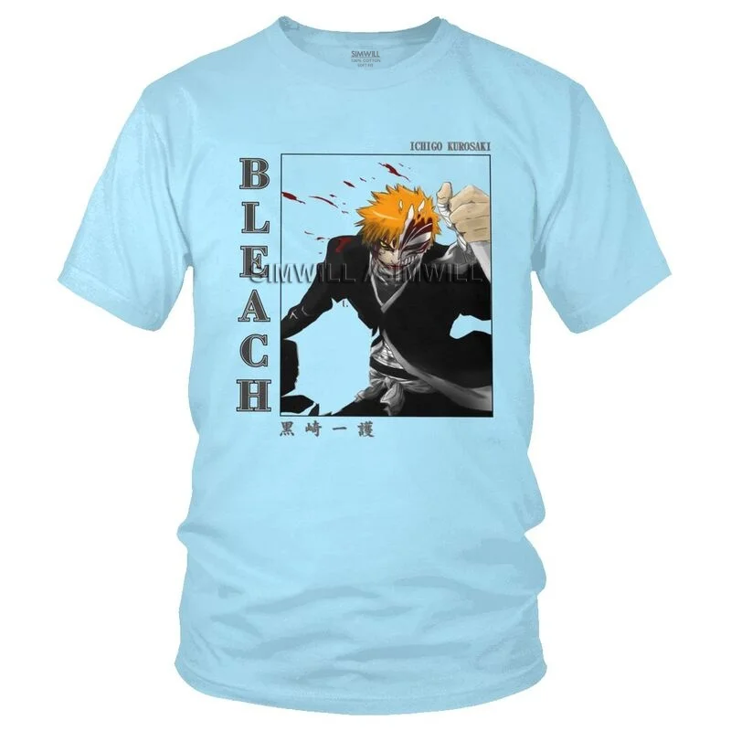 

Ichigo Kurosaki Hollow T Shirt Men Short Sleeve Cotton T-shirt Anime Manga Bleach Tee Tops Graphic Tshirts Gift