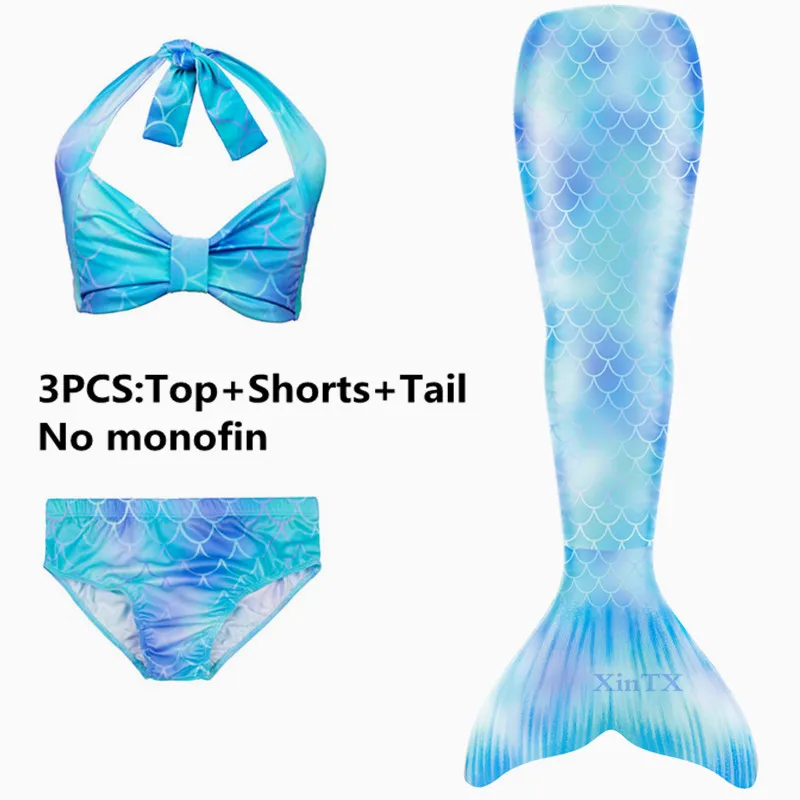 3pcs swimsuit Only 4 шт./компл. Лидер продаж для девочек с хвостом русалки с ребром Плавание костюм комплект бикини, купальный костюм ванный комплект, платье для девочек с рисунком в виде Флиппер Моноласты для Плавание - Цвет: 3pcs swimsuit Only