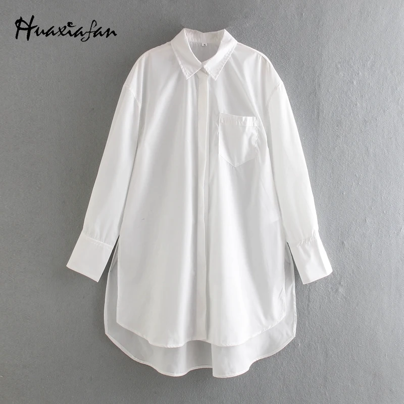 

Huaxiafan Classic Za White Women Tops Long Blouse Summer Elegant Ladies Oversized Plus Blouses Shirts Ropa Mujer Female 2021 New