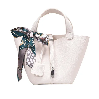 

2021 New Women's Bag Handbag Graffiti Vegetable Basket Bag Fashion All-match Bucket Bag Silk Scarf Large Capacity