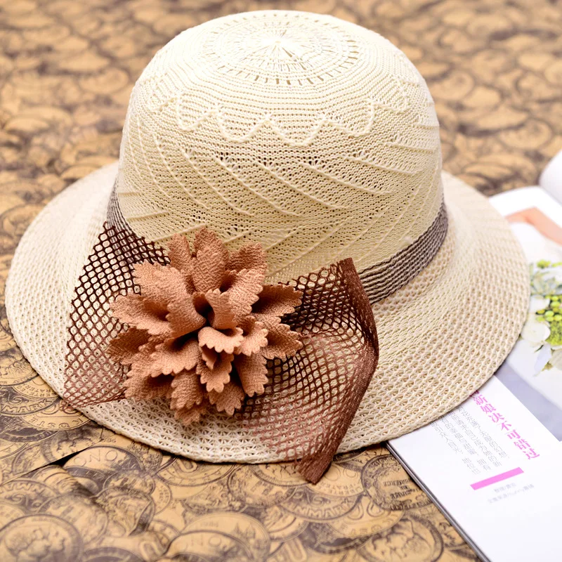 

New Arrivals Summer Women Outdoor Sunshade Flower Straw Hat Sun Protection Cap Wide Brim Summer Beach Hat Fashion Sunscreen Caps