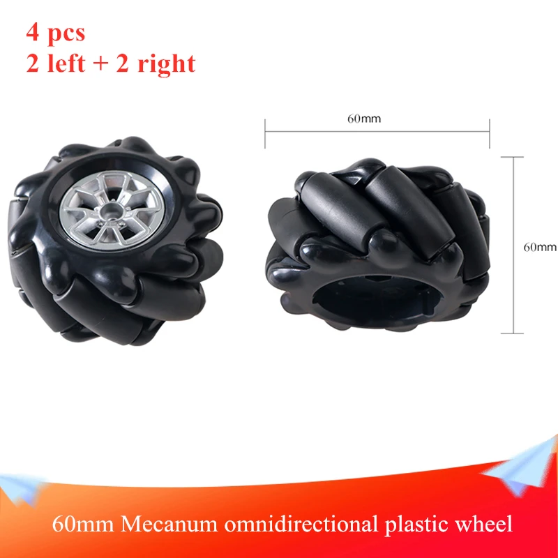 

60mm Mecanum Omnidirectional Plastic Wheel Consist of 9 Sub-wheels 2.3in Universal Wheel for Smart Car Chassis Maker Competition