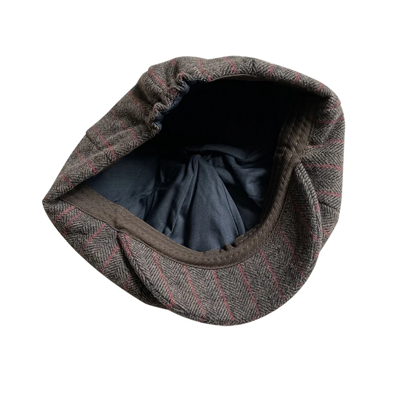 

Vintage Stripe Wool Octagonal Hat Spring Autumn Men's Brand Caps Men's Newsboy Cap Men Women Driver Cap Beret Male NM02-2