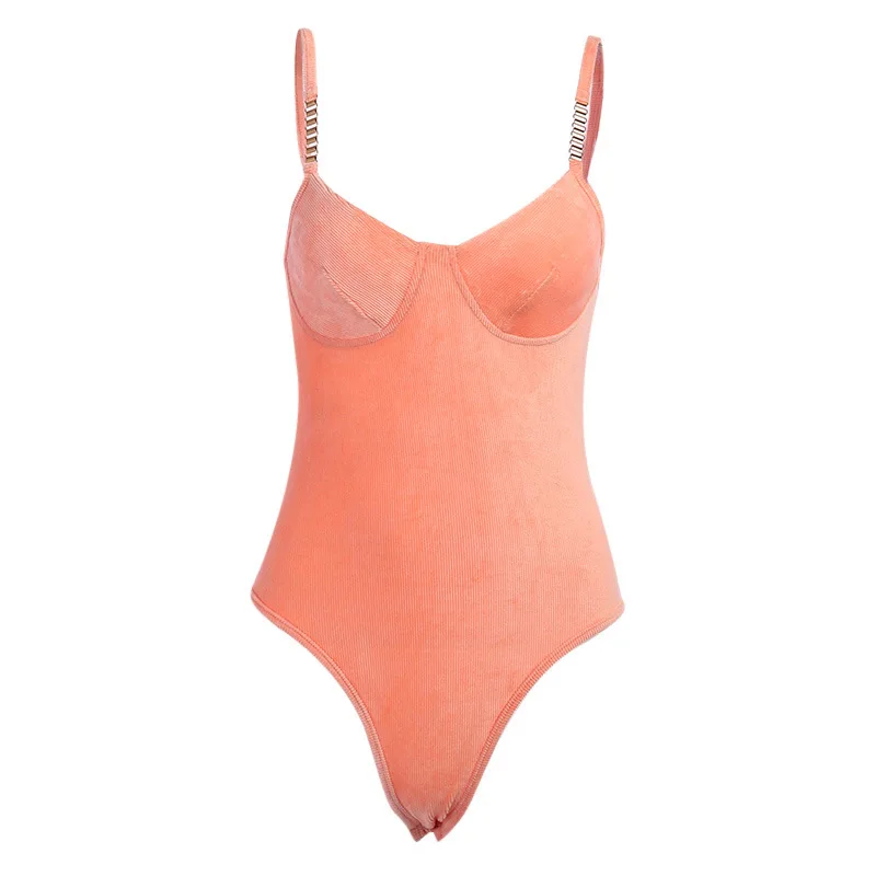 

Fannic Backless halter jumpsuit solid colour sleeveless slimming undergarment