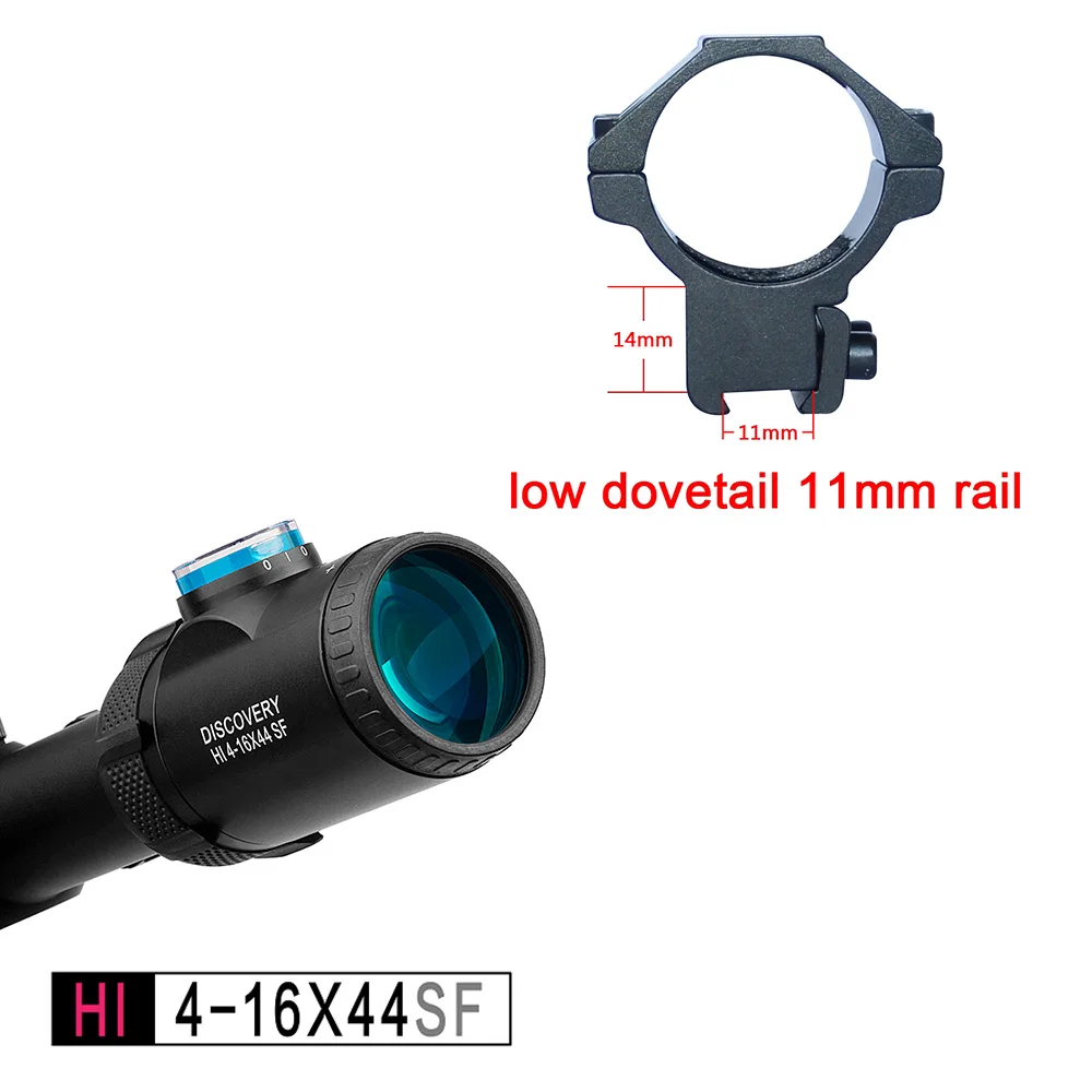 low dovetail 11mm Дискавери оптический прицел HI 4-16X44 SFIR HK Сетка прицел с полуmil-DOT Сетка с подсветкой R& G Лучший для охоты - Цвет: low dovetail 11mm