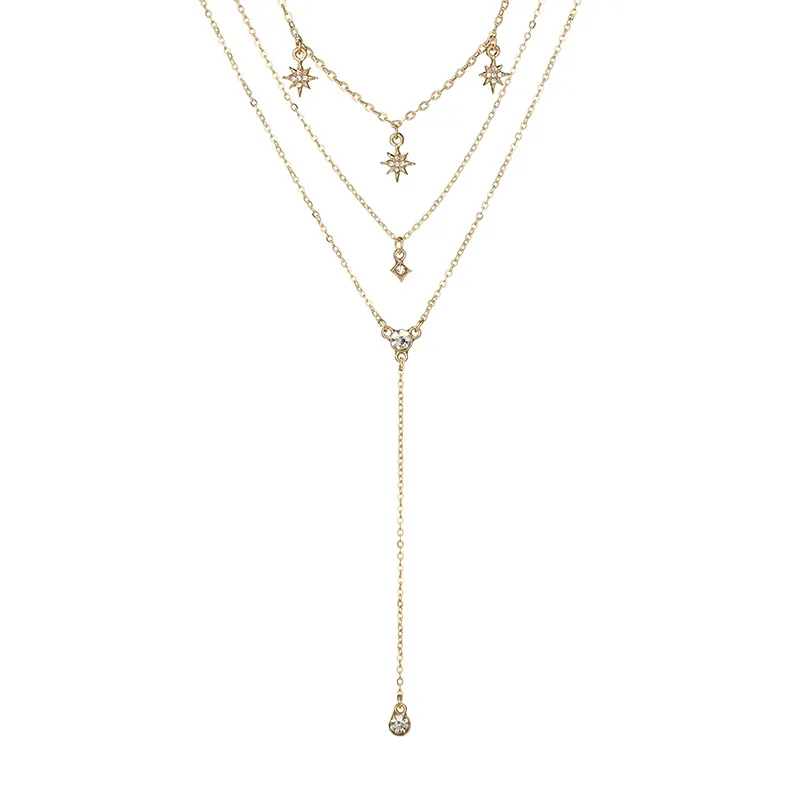

Fashion Alloy Multilayer Star Clavicle Chain Simple Three-layer Necklace