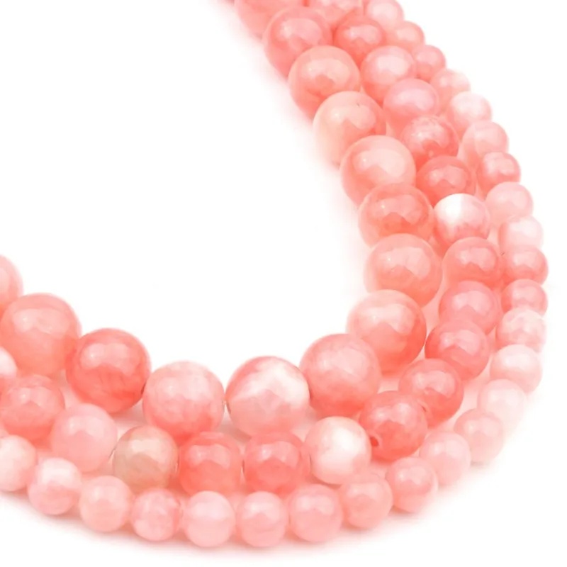 6 8 10 mm White Pink Persian Jade Natural Stone Beads For Jewelry Making Handmade Gift DIY Women Bracelet Necklace 15 inch New | Украшения