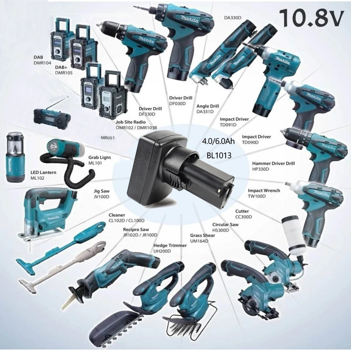 Литий-ионная аккумуляторная батарея Powtree 10 8 В 6000 мАч для Makita 12 4 0 Ач BL1013 BL1014 LCT204 DF330D