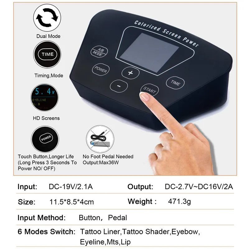 Professional Permanent Makeup Tattoo Power  Double Digital LCD For Tattoo Pen Machine Rotary Gun For Eyebrow Eyeliner Lip