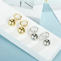 silver gold color alloy round dangle earrings simple europen style women jewelry statement accessories ball hoop earring bijoux