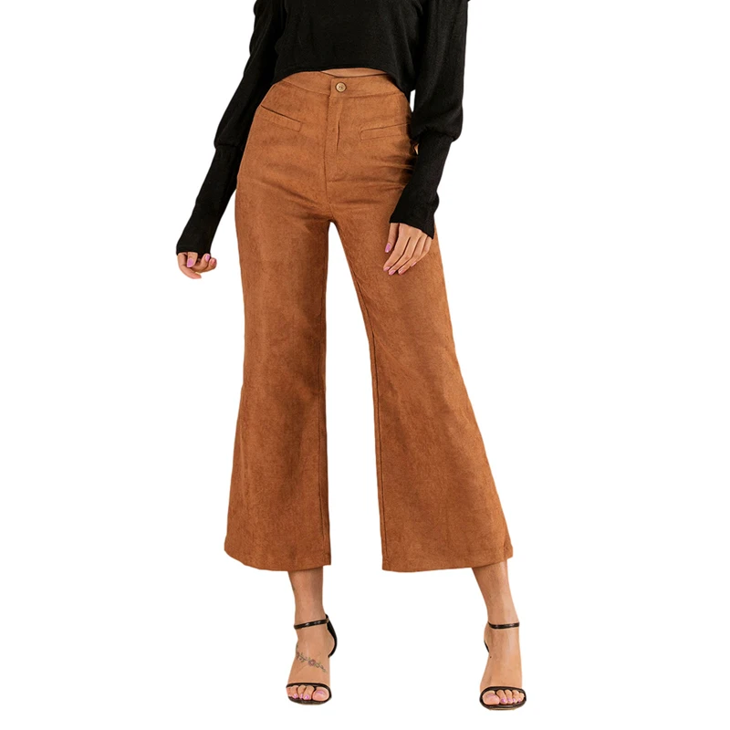 

Kayotuas Women Flare Pants Loose Wide Leg Casual Office Ladies New Fashion Button Female Spring Autumn Trousers Streetwear