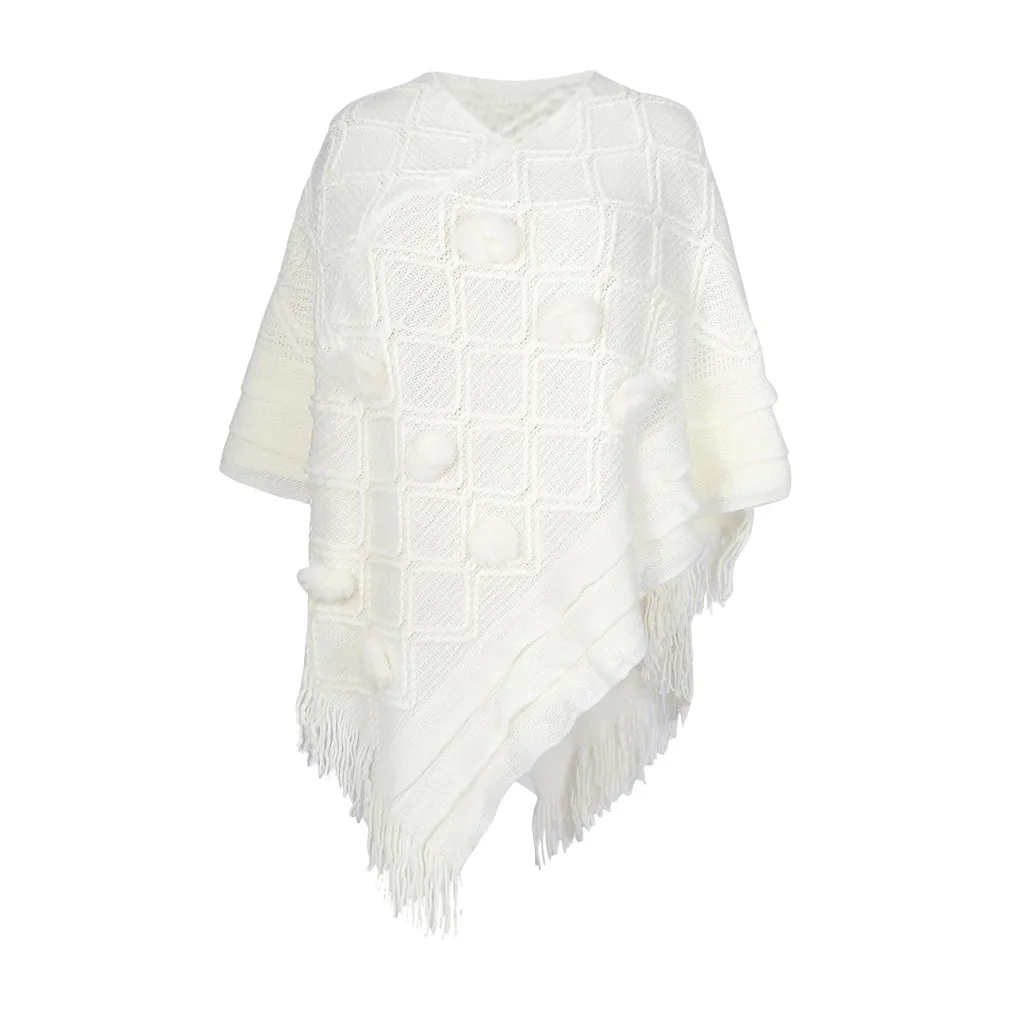 Пуловеры Feitong пальто женские зимние трикотажные рубашки Кашемировое пончо