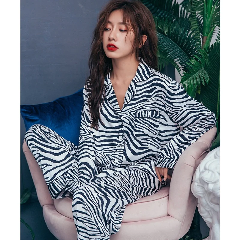 Женская пижама из натурального шелка Smmoloa с длинными рукавами на осень и зиму |