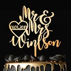 Персонализированный Топпер для торта Mr и Mrs, зеркальный золотистый Топпер для свадебного торта, пользовательский Топпер для свадебного торта с именем Mr и Mrs и датой